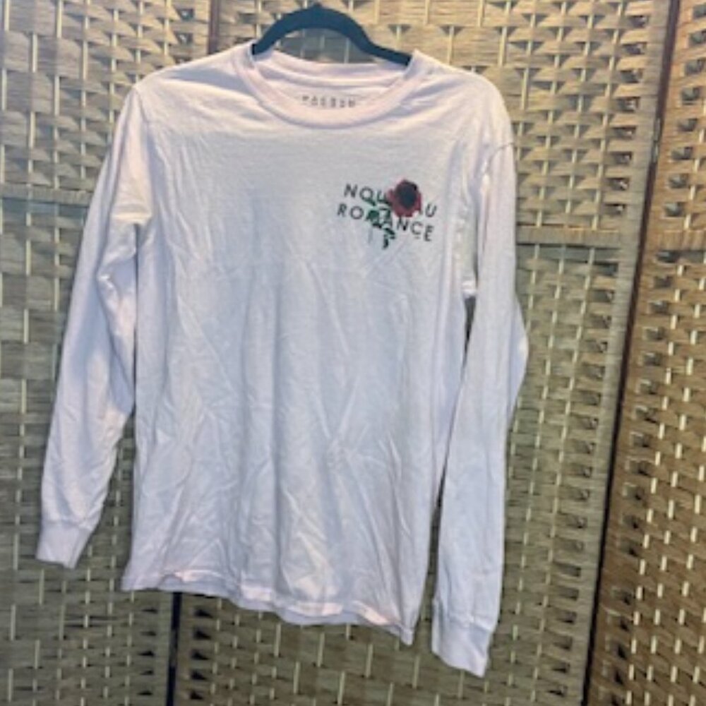 PacSun | Pink | "Nouveau Romance" Rose Graphic Long Sleeve Tee